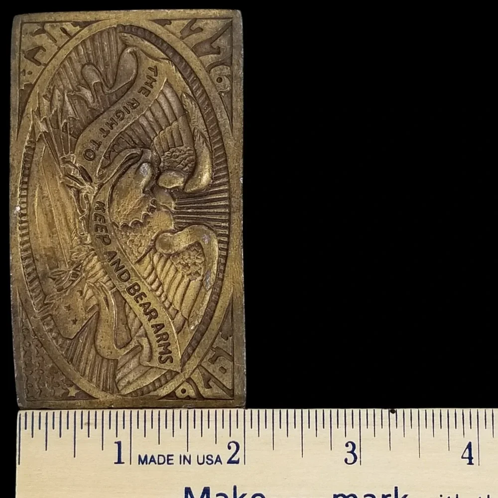 The Right To Keep And Bear Arms - Eagle 1976 Belt Buckle Brass Plated‎ USA Made